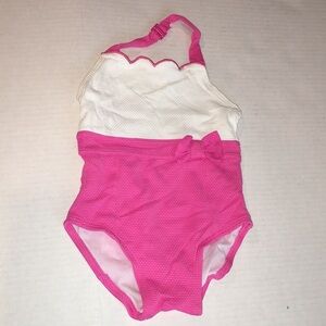 Janie And Jack Baby Girl Swimsuit | One Piece White And Pink